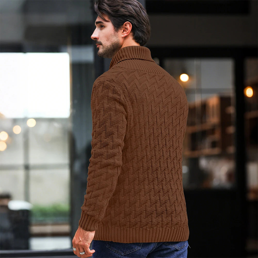 Shawl Collar Cable Knit Sweater