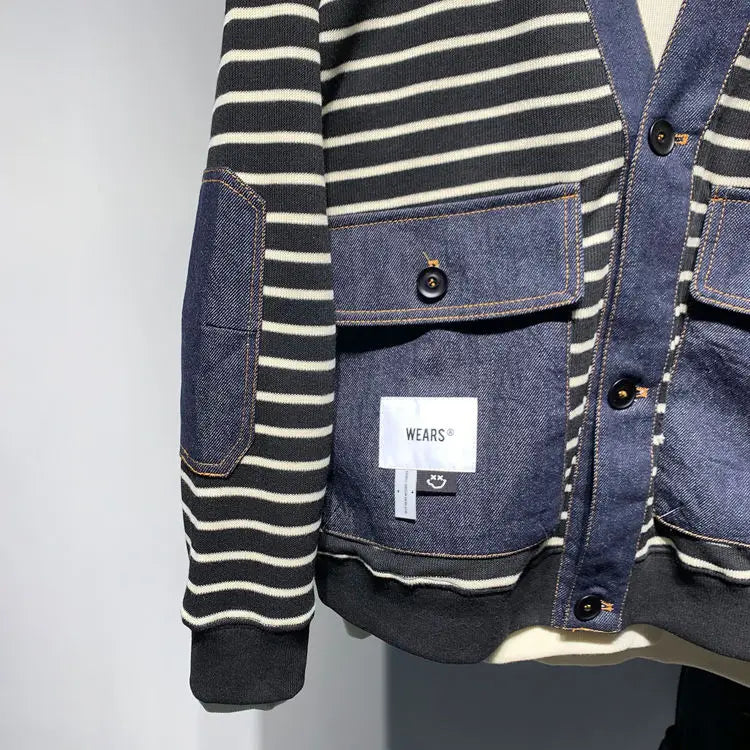 Retro Striped V-neck Knitted Sweater
