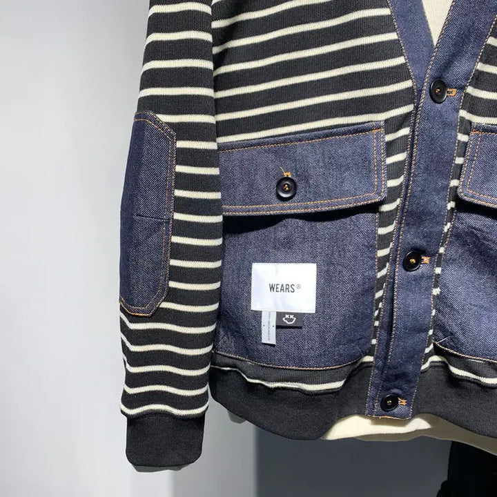 Retro Striped V-neck Knitted Sweater