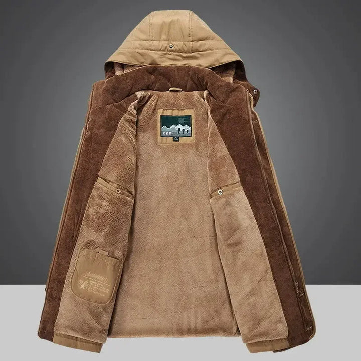 Thick Velvet Multi-Pocket Zipper Winter Parka