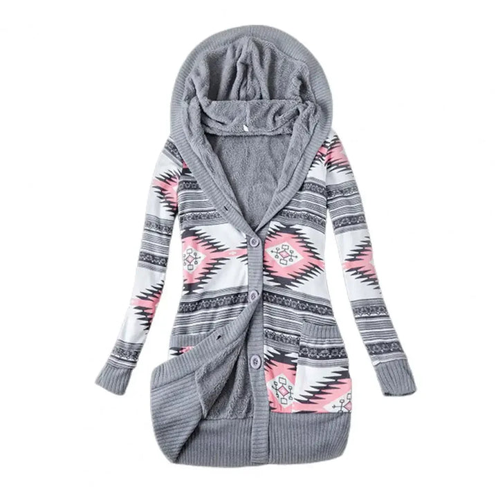 Striped Long Sleeve Hooded Cardigan