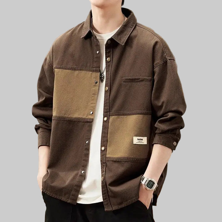 American Retro Workwear Patchwork Shirt Coat