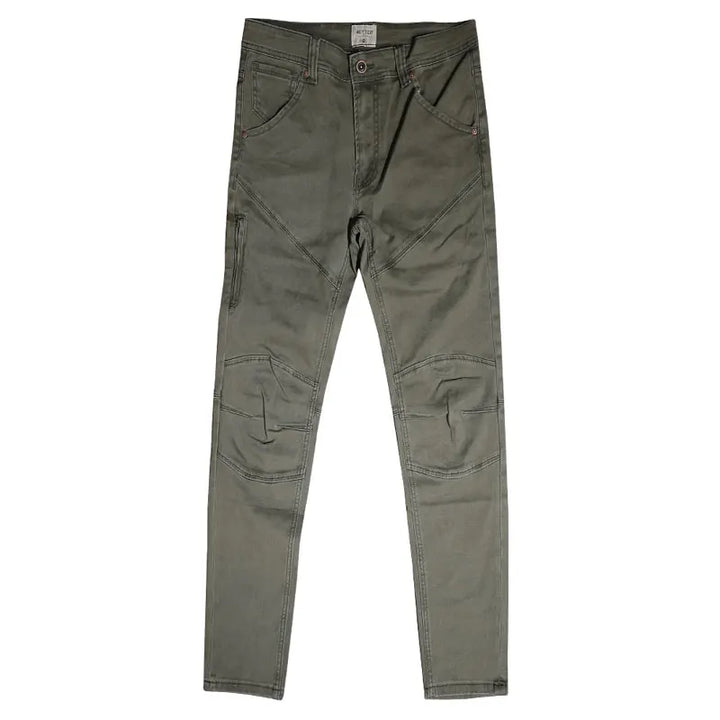 Designer Spliced Stretch Slim Fit Cargo Pants