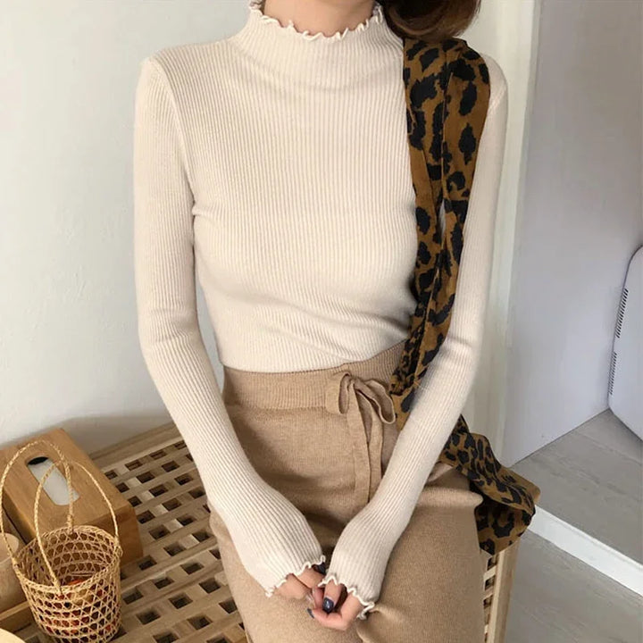 Knitted Ribbed Pullover Sweater
