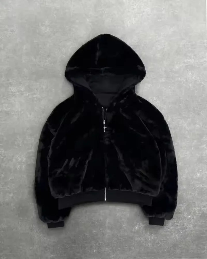 Y2k Gothic leopard print double-sided oversized hoodie
