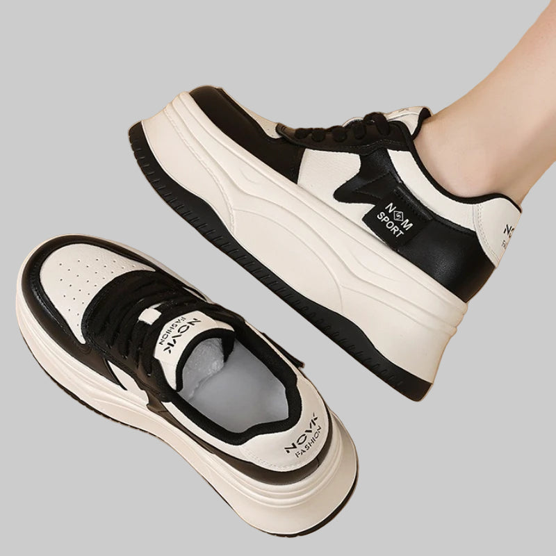 Genuine Leather 12cm Platform Chunky Sneakers