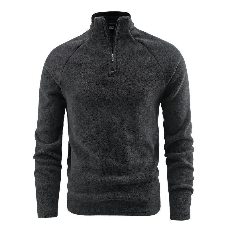 Stand Collar Zipper Fleece Pullover Jacket