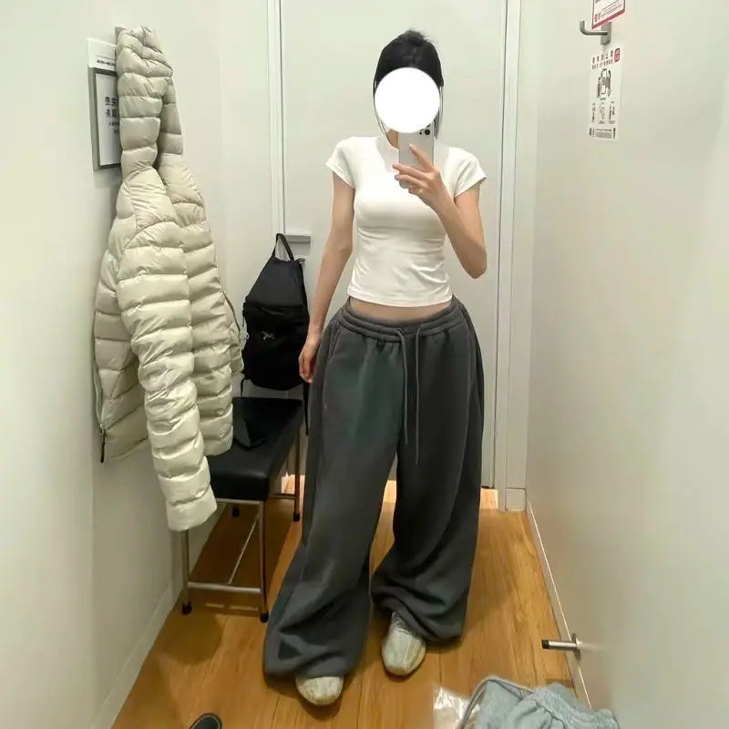American Retro Lazy Loose Wide Leg Casual Sweatpants