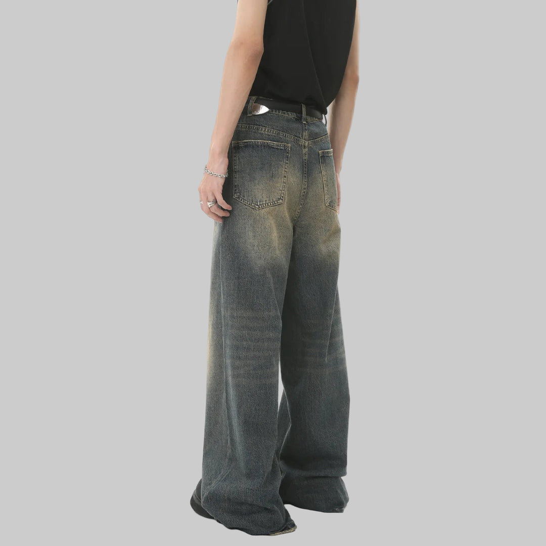 Vintage Wash Baggy Wide Leg Jeans