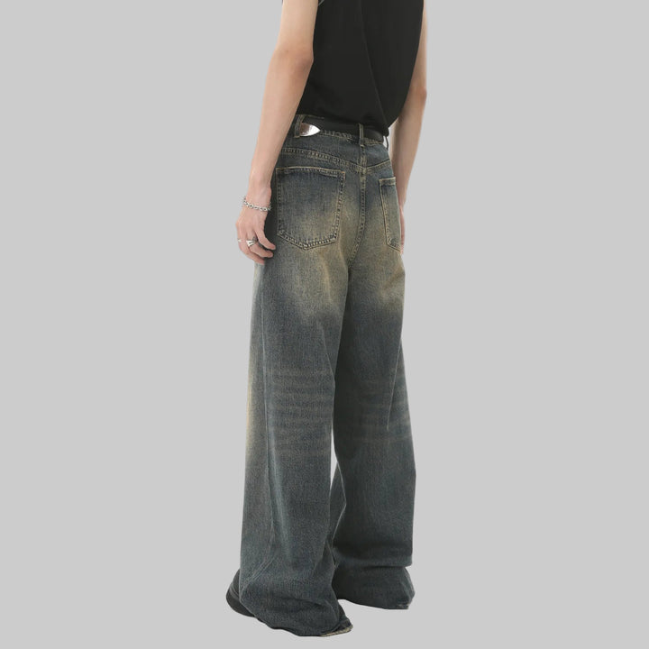 Vintage Wash Baggy Wide Leg Jeans