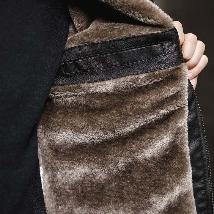Thick Plush Leather Jacket