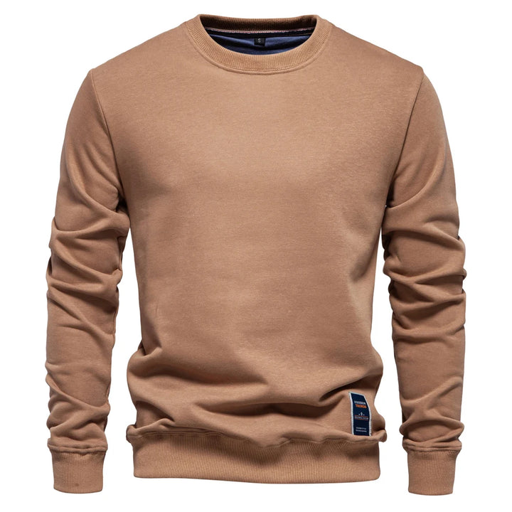 Casual Cotton-Blend Crew Neck Pullover Sweatshirt