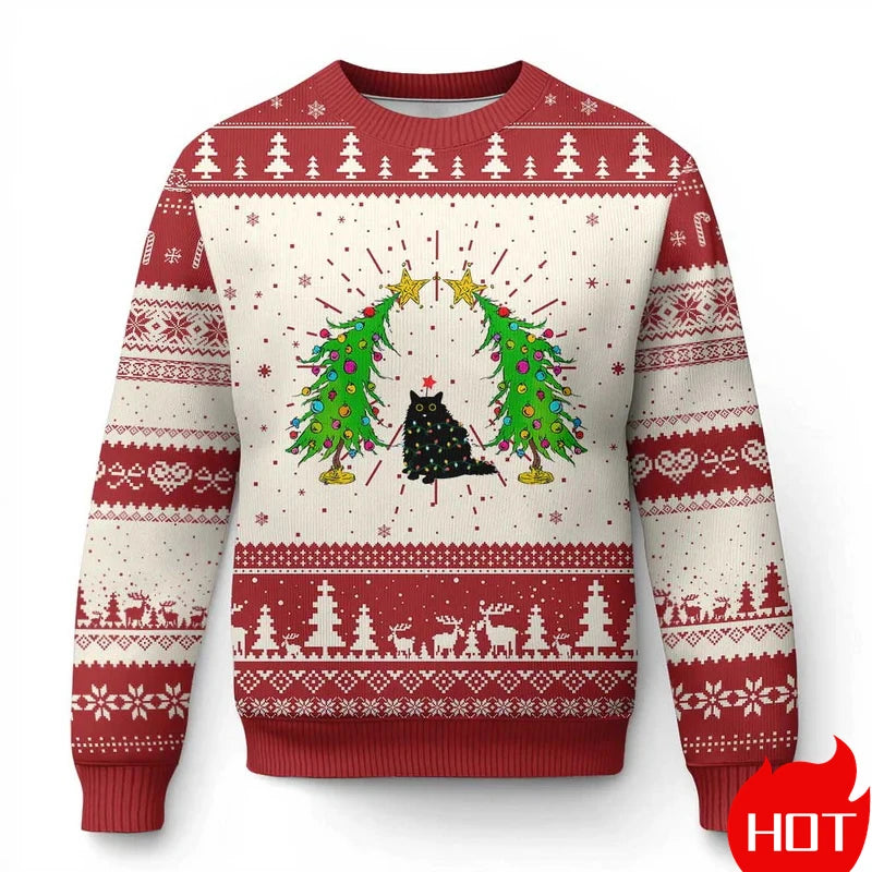 Humorous Santa Cat Graphic Ugly Christmas Sweater