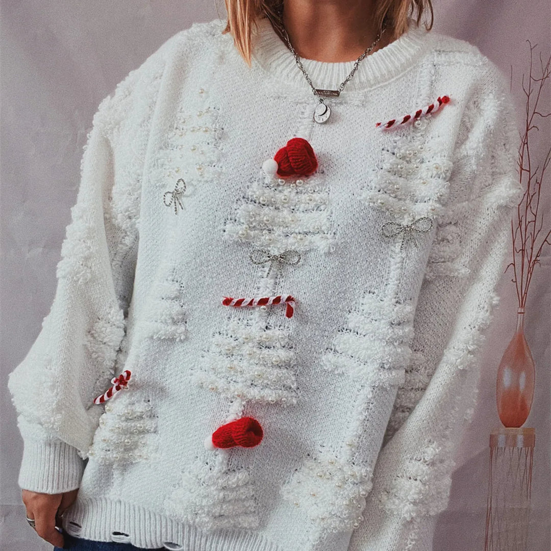 Spliced O-neck Patchwork Christmas Sweater