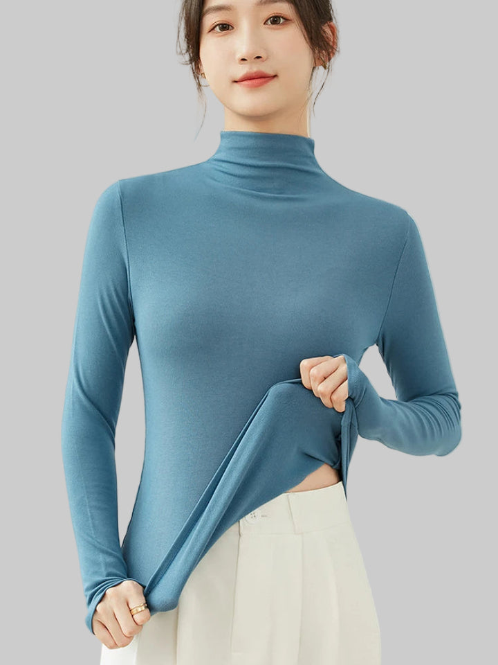 Slim Fit Half Turtleneck Modal Long Sleeve Top