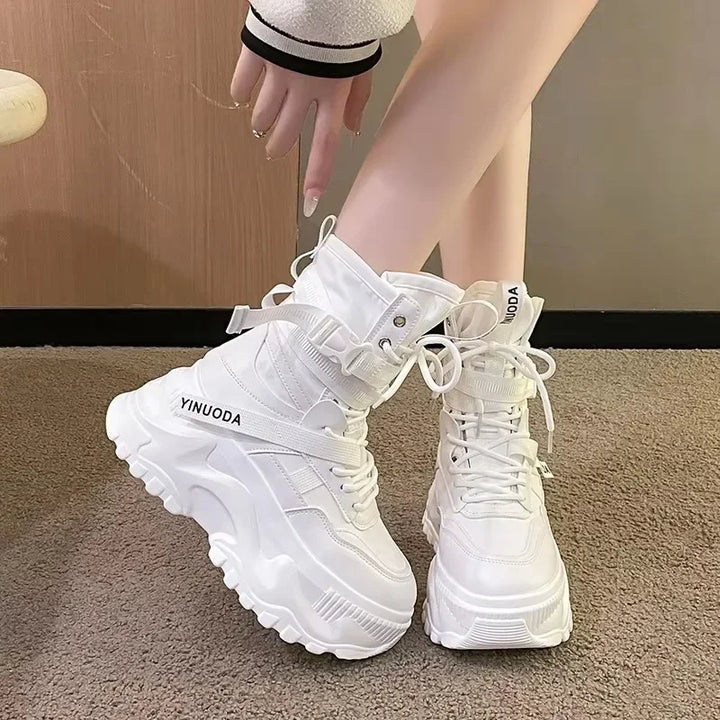 Chunky Platform Motorcycle Lace Up Boots