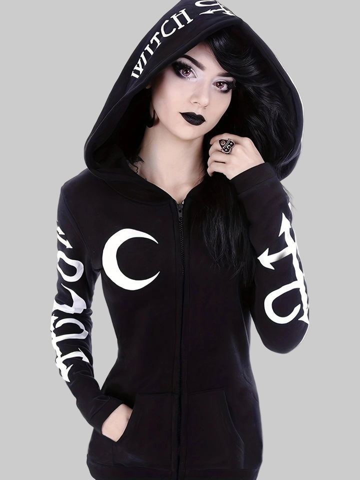 Chic Geometric-Pattern Gothic Hoodie