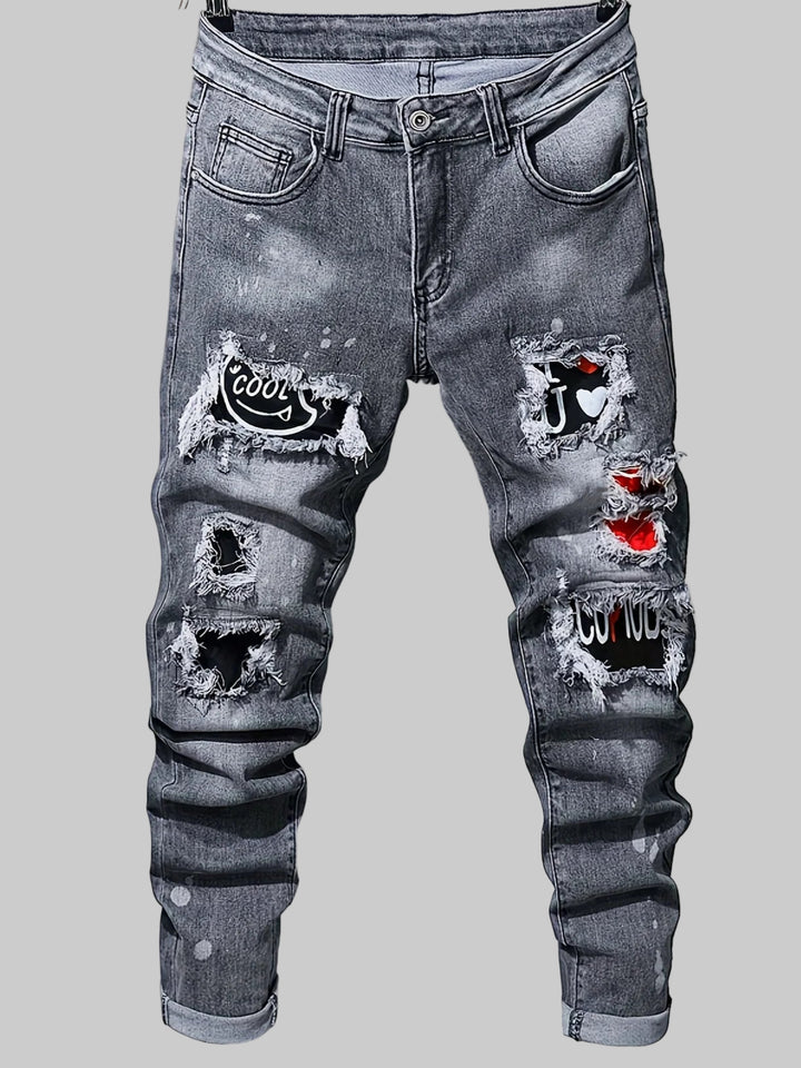 Skinny Ripped Long Denim Jeans