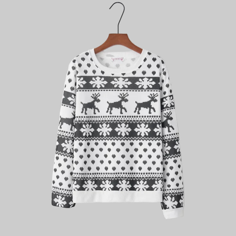 Cartoon Deer Print Christmas Sweater