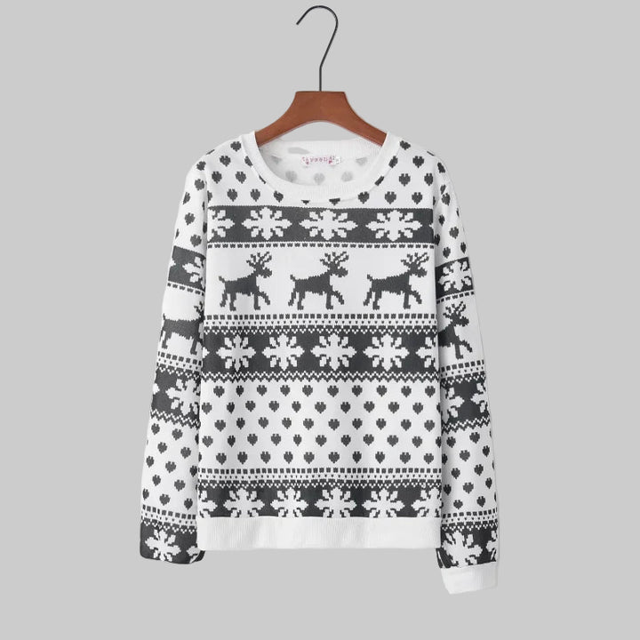 Cartoon Deer Print Christmas Sweater