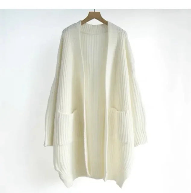 Elegant Long Knitted V-Neck Cardigan