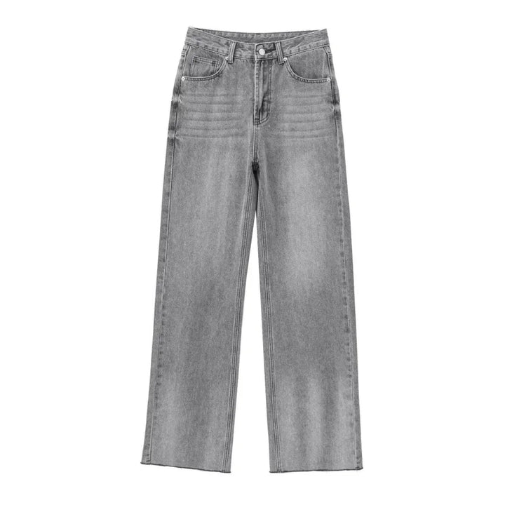 Classic High-Waisted Wide-Leg Washed Jeans
