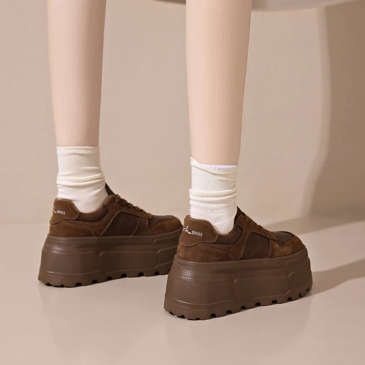 Leather Plush Chunky Platform Sneakers