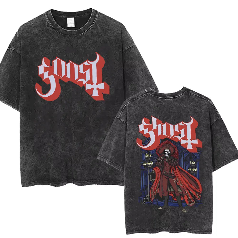 Washed Vintage Gothic Rock Metal Ghost Band Tees