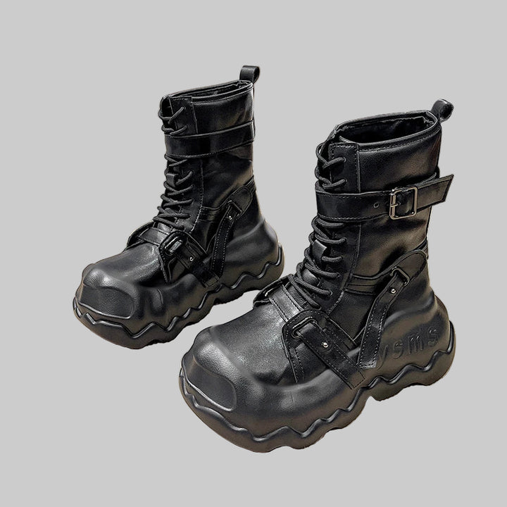 Gothic Platform Punk Wedge Boots with Buckle