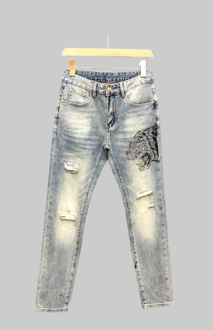 Y2K Gothic Ripped Straight Leg Cropped Jeans