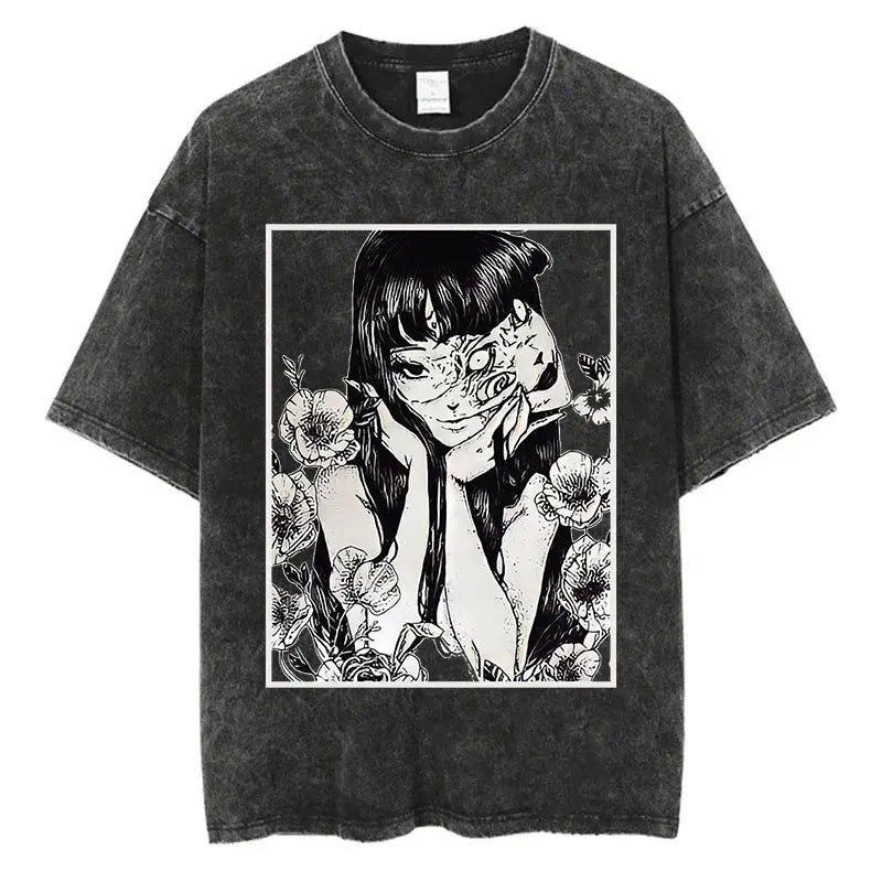 Washed Graphic Print Harajuku Hip Hop T-Shirt
