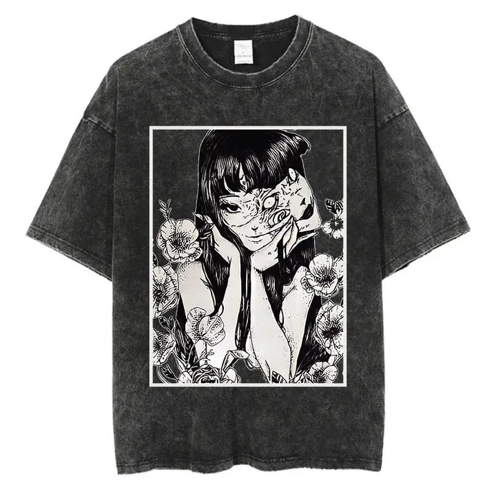 Washed Graphic Print Harajuku Hip Hop T-Shirt