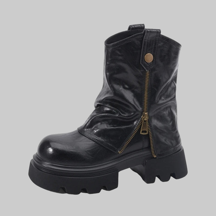 Thick-Soled Square-Toe Ankle Boots