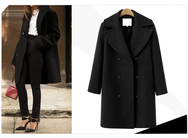 Elegant Thin Wool Blend Long Coat