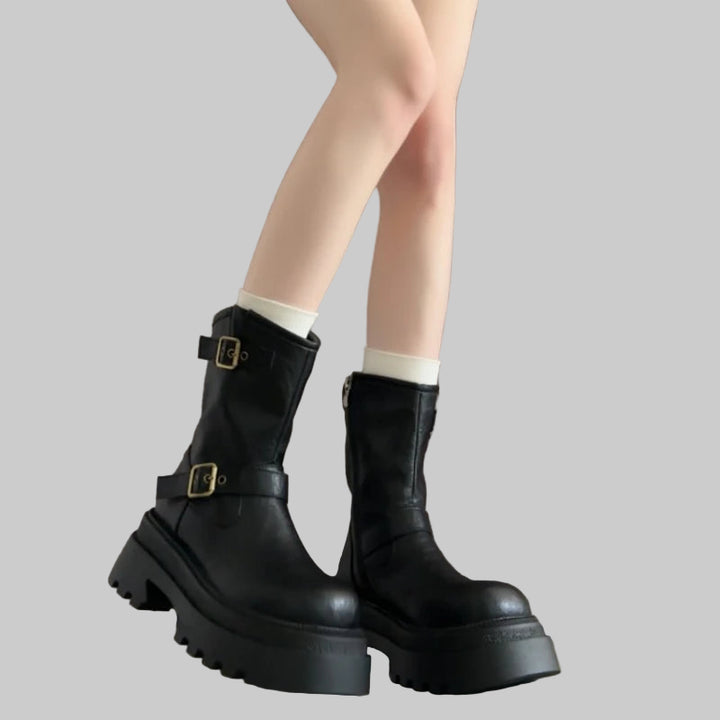 Punk Style Autumn Winter Ankle Boots with Belt Buckle