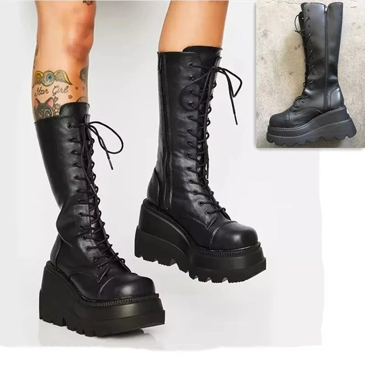 Gothic Mid-Calf Thick-Soled Unisex Punk Boots