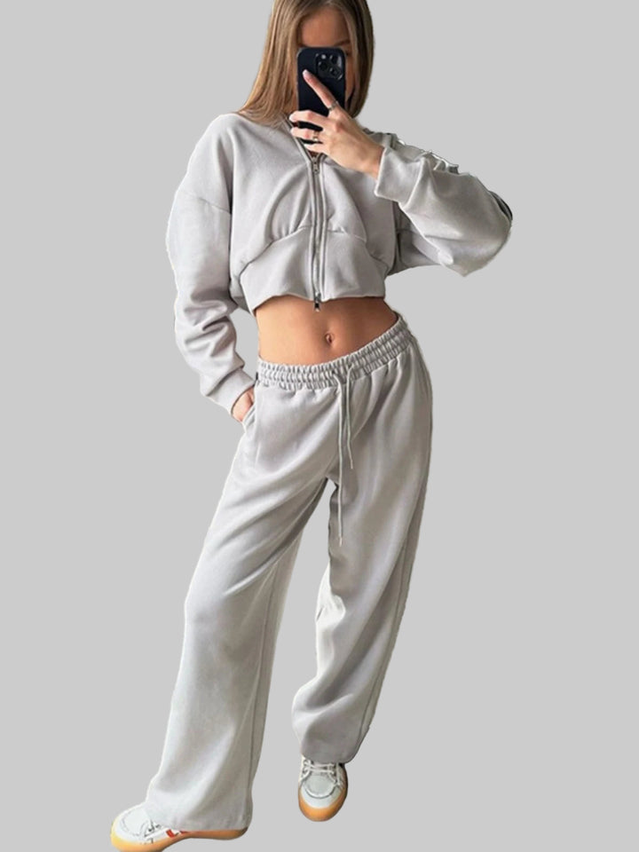 Casual Long Sleeve Hooded 2-Piece Set
