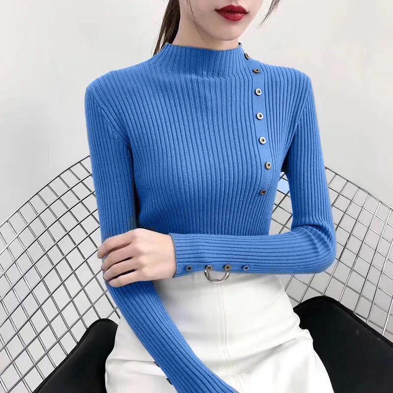 Solid Color Slim Fit Knitted Turtleneck Sweater
