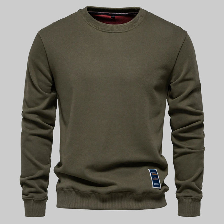 Casual Cotton-Blend Crew Neck Pullover Sweatshirt