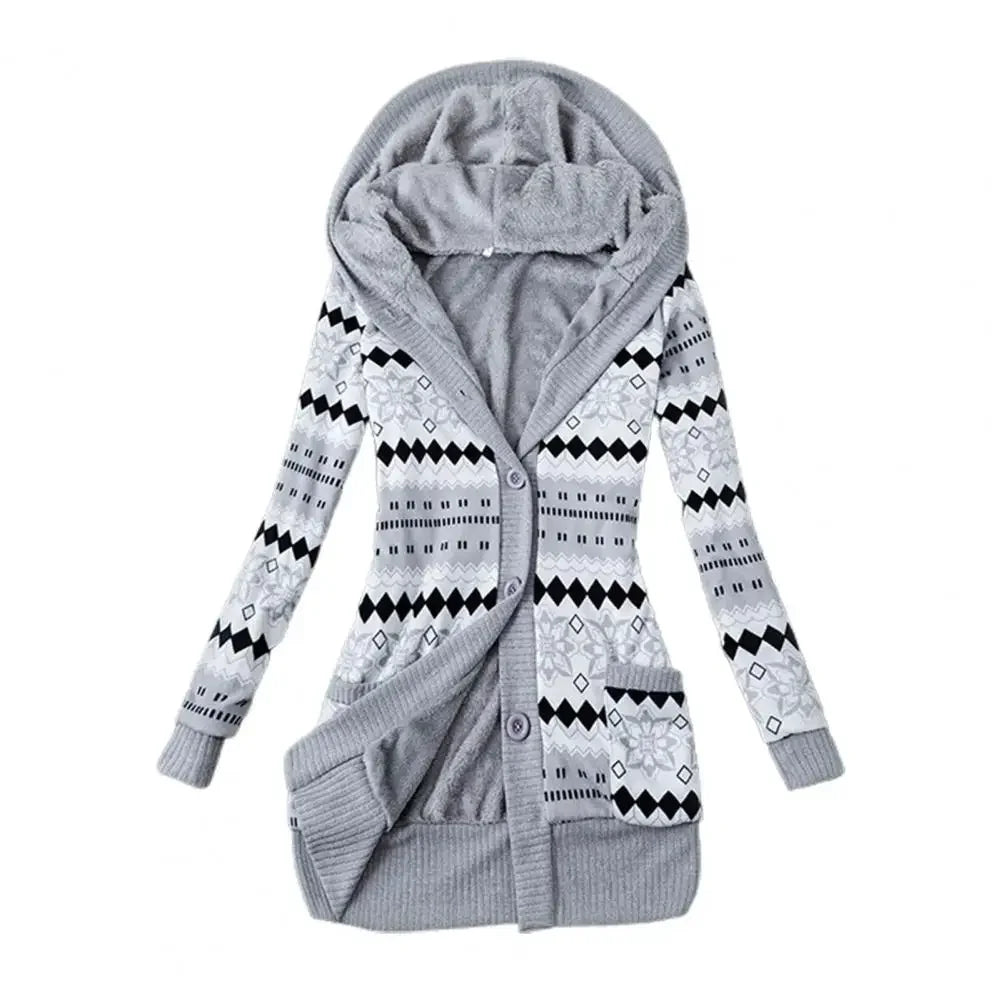 Striped Long Sleeve Hooded Cardigan