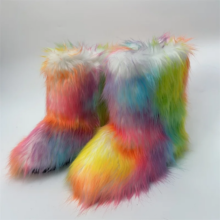 Plush Faux Fox Fur Winter Boots