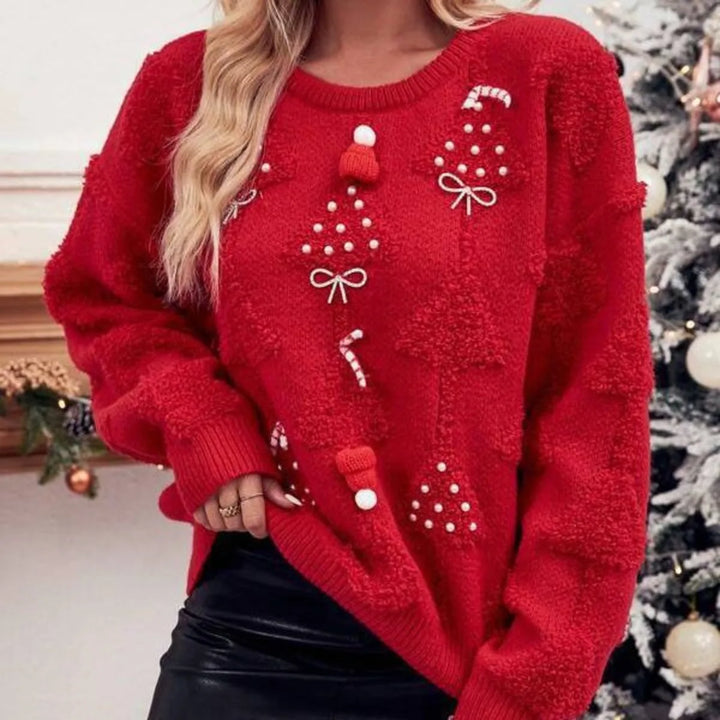 Spliced O-neck Patchwork Christmas Sweater