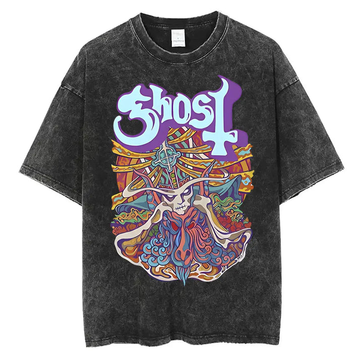 Washed Vintage Gothic Rock Metal Ghost Band Tees