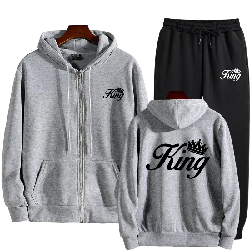 Unisex Crown King Queen Printed Sports Set
