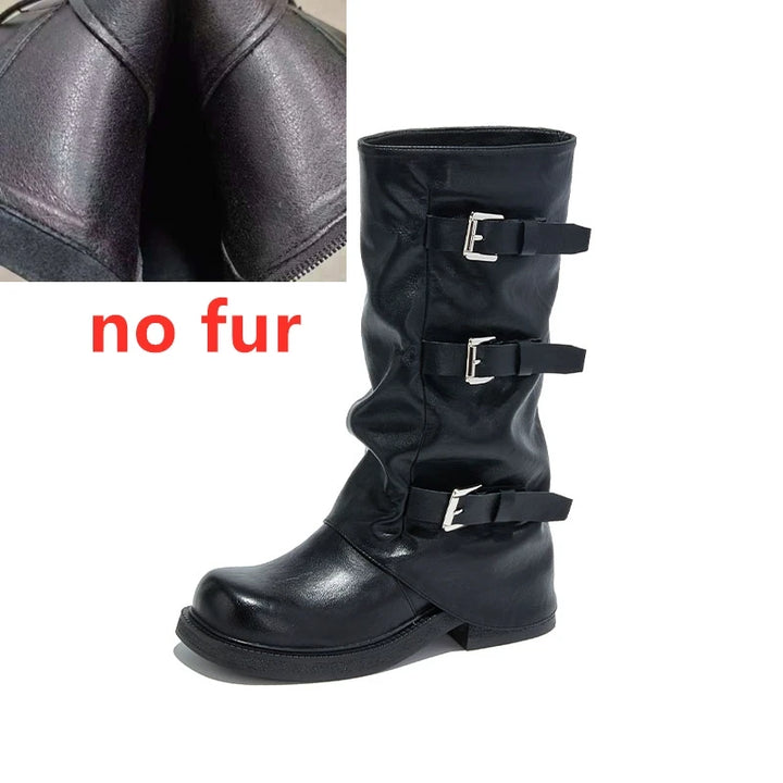 Square Toe Pleated Western Cowboy Boots