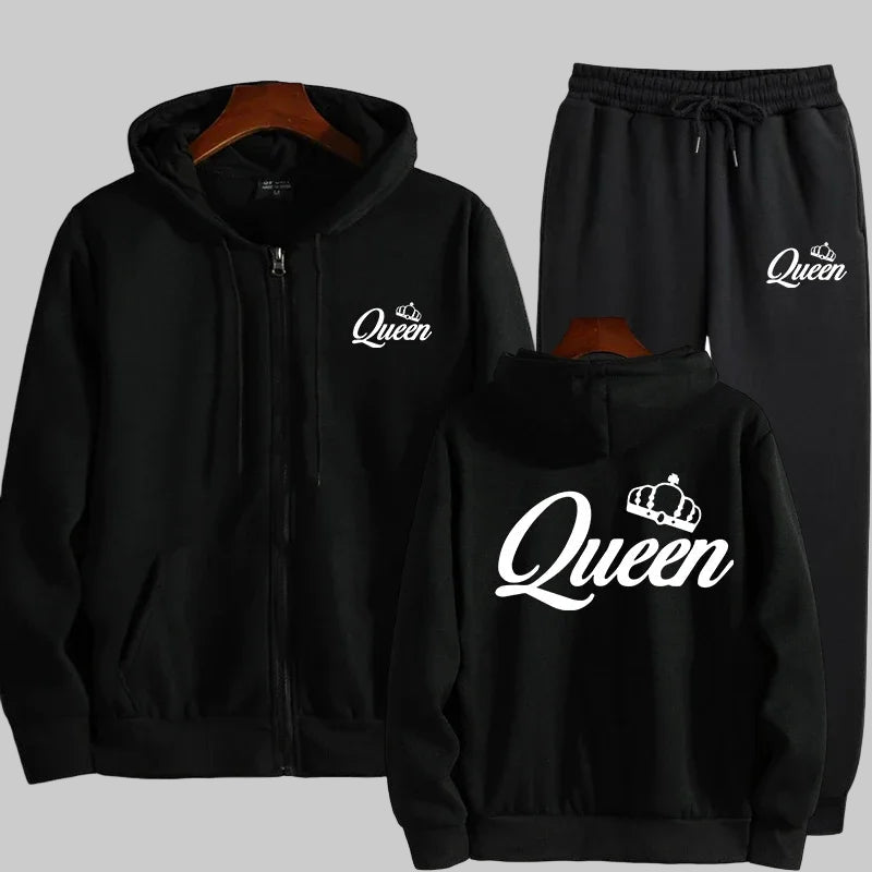 Unisex Crown King Queen Printed Sports Set