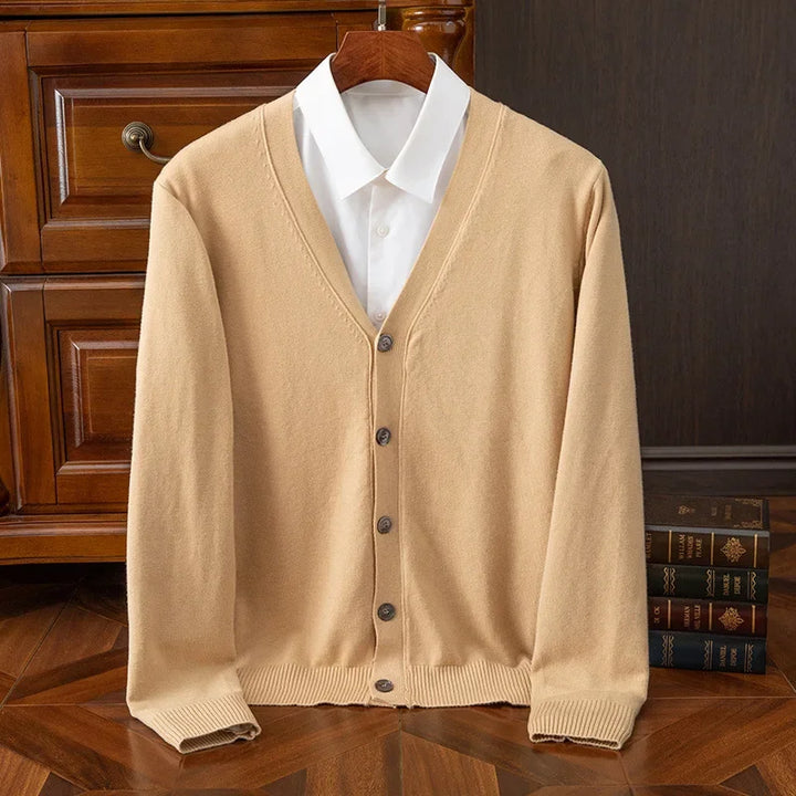 Classic V-Neck Solid Color Sweater Cardigan