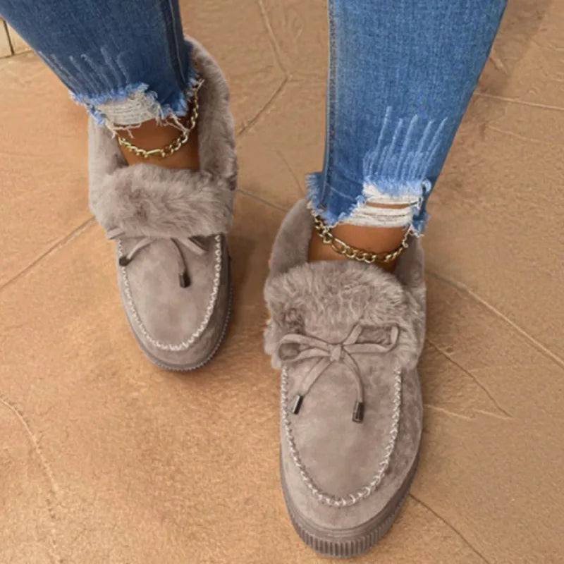Warm Solid Color Furry Cotton Winter Footwear