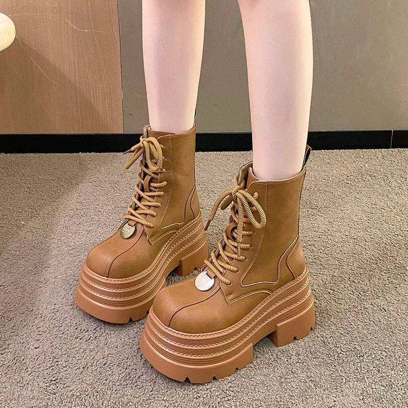 Gothic Punk Platform Motorcycle Boots for Women
