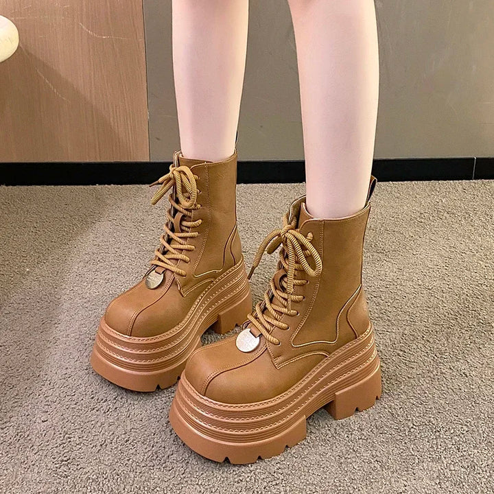 Gothic Punk Platform Motorcycle Boots for Women
